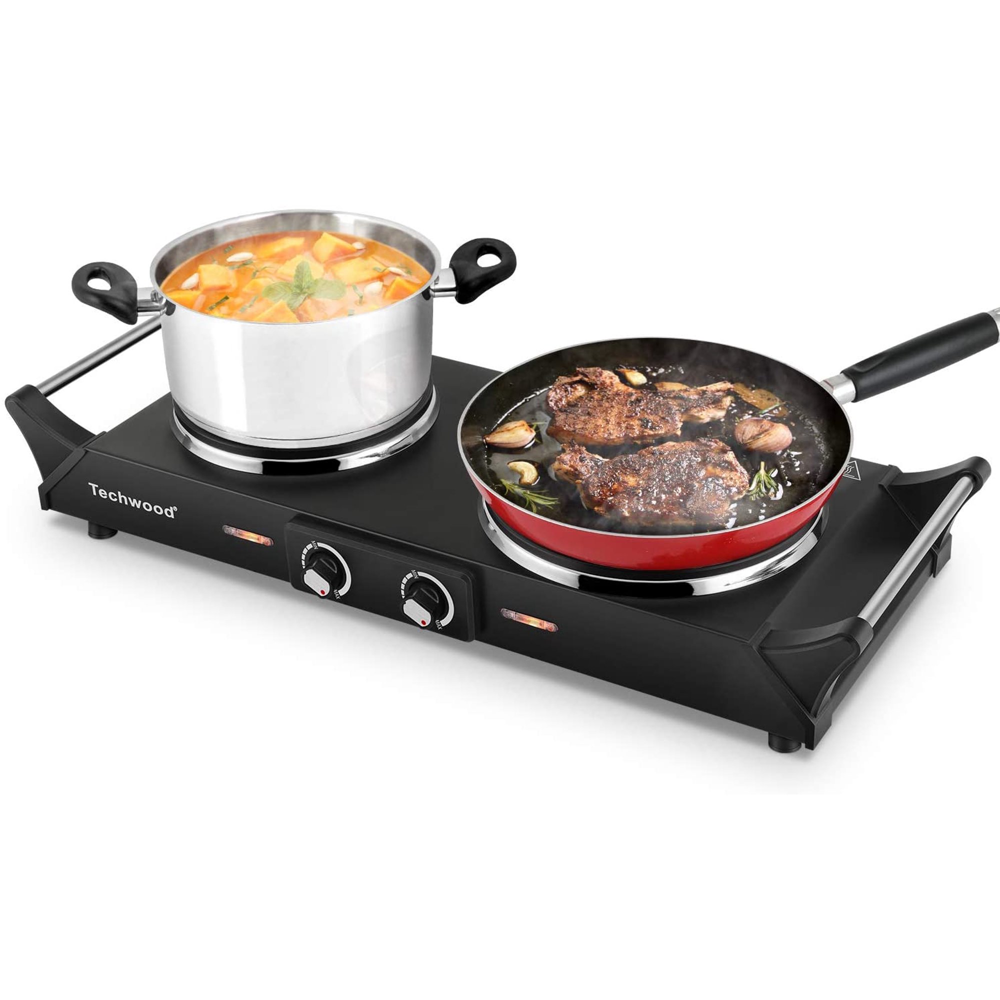 Techwood Hot Plate Electric Single Burner 1800W Portable Burner for Cooking  with Adjustable Temperature u0026 Stay Cool Handles, Non-Slip Rubber Feet,  Black Stainless Steel Easy To Clean - Walmart.com