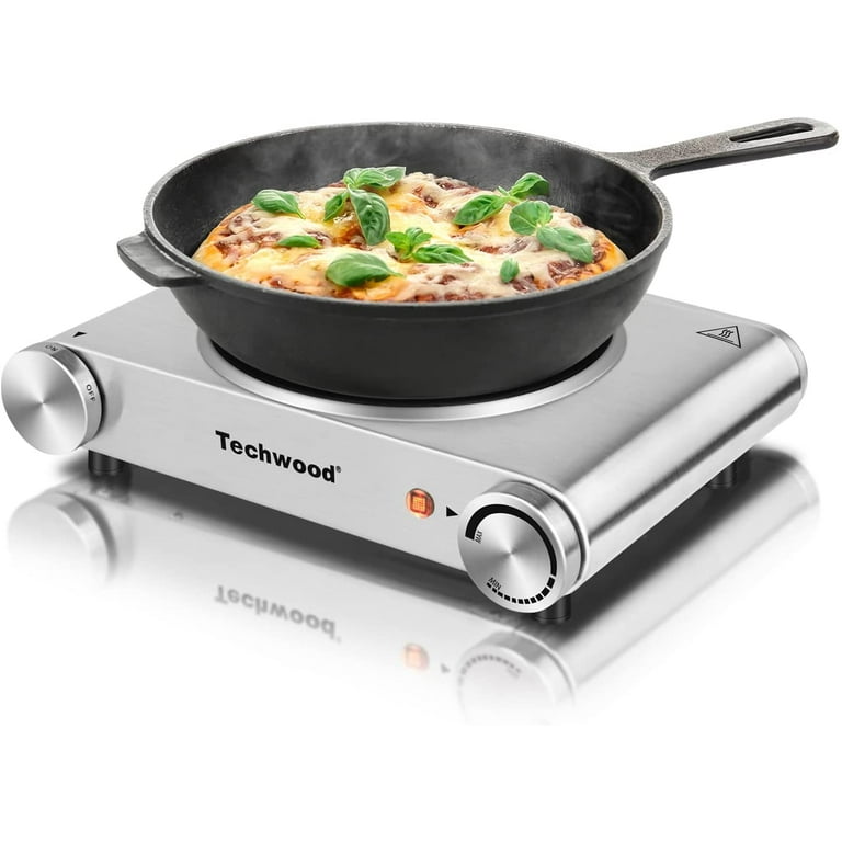 Techwood Hot Plate Single Burner for Cooking, 1200W Portable Infrared  Electric Stove with Adjustable Temperature, 7.5” Cooktop for Dorm  Home/RV/Camp, Compatible for All Cookwares, Stainless Steel 