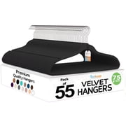Techzoo Premium Black Velvet Hangers 55 Pack - Space Saving Felt Hanger, Non Slip Clothes Hangers for Closet, Heavy Duty Coat Hanger with 360  Rotatable Hook, Hold Up to 10 lbs