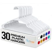 Techzoo Premium Plastic Hangers 30 Pack - Non Slip Plastic Clothes Hangers, Ultra Thin Hangers for Closet, Heavy Duty Coat Hanger Space Saving, Ideal for Suits, Shirts, Pants