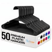 Techzoo Premium Plastic Hangers 50 Pack - Non Slip Plastic Clothes Hangers, Ultra Thin Hangers for Closet, Heavy Duty Coat Hanger Space Saving, Ideal for Suits,
