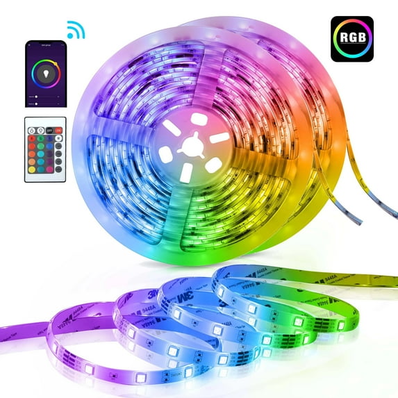 Teckin 32.8ft LED Multi-Color Strip Lights with Google Assistant/Alexa Indoor Home Decoration for Bedroom and Christmas Party White Color