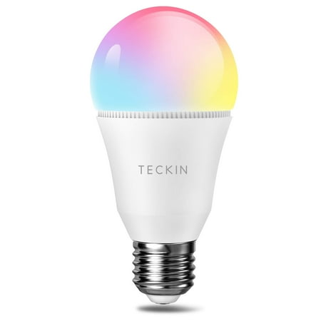 Teckin Wifi LED Bulb,E26 A19 Smart Bulbs, Multi-Color, Dimmable, Warm and Cold Light, 7.5W 800LM.1 Pack