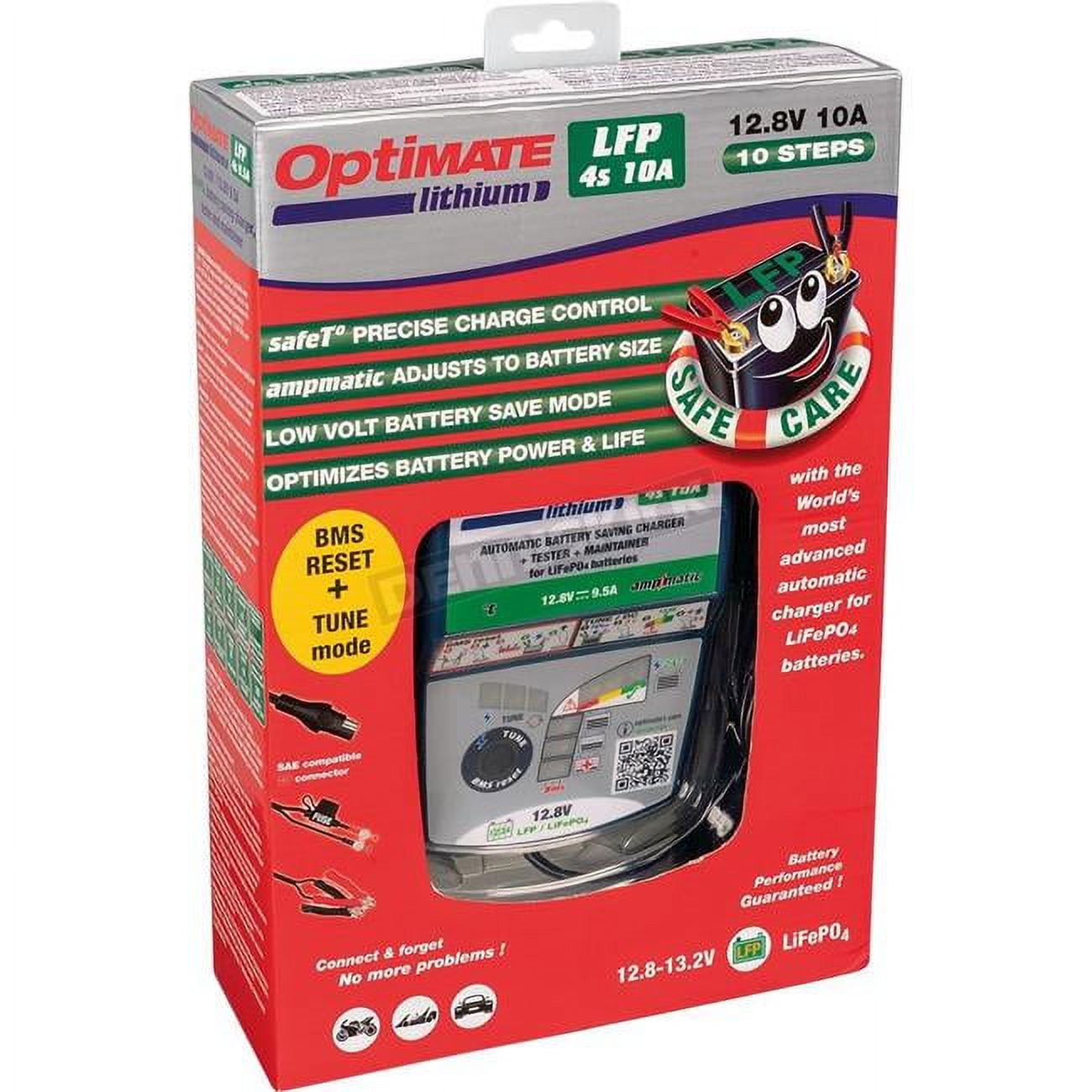 Tecmate TCMTM-275 9.5A Optimate Lithium 4S 10-step 12.8V Sealed Battery Saving Charger & Maintainer