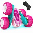 thumbnail image 1 of Tecnock Pink Remote Control Car for Girls and Boys, 2.4GHz RC Cars with USB-C Easy Charging, 4WD Double Sided 360° Rotates and Flips RC Stunt Car, Toys Gift for Kids Ages 6-8, 8-12, 1 of 8