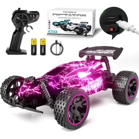 Tecnock RC Cars for Kids, 1:18 Scale Remote Control Car with USB-C Easy Charging for 50-Min Play, 2WD RC Racing Car with LED Lights