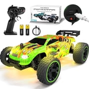 Tecnock RC Cars for Kids, 118 Scale 2WD Off-road RC Trucks with USB-C Easy Charging, 2.4GHz Remote Control Car with LED Lights for Indoor&outdoor
