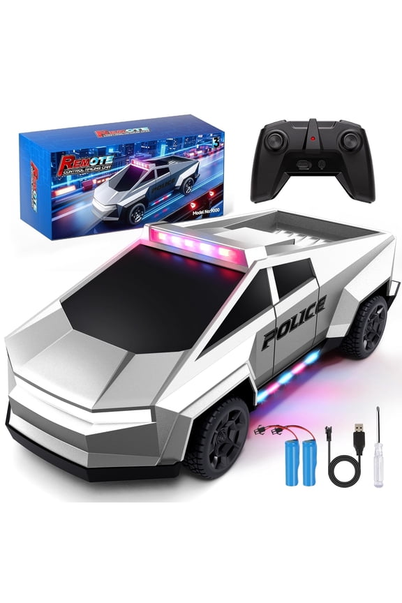 Police RC Cars for Kids, 1:18 Scale Remote Control Car with LED Lights, 2.4GHz All-Terrain RC Trucks, Toys Gift for Boys Girls Aged 3-8, 8-12