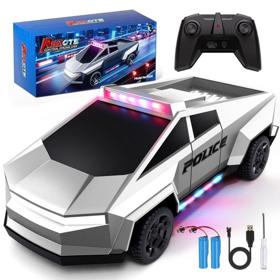 Tecnock Police RC Cars for Kids, 1:18 Scale Remote Control Car with LED Lights, 2.4GHz All-Terrain RC Trucks, Toys Gift for Boys Girls Aged 3-8, 8-12