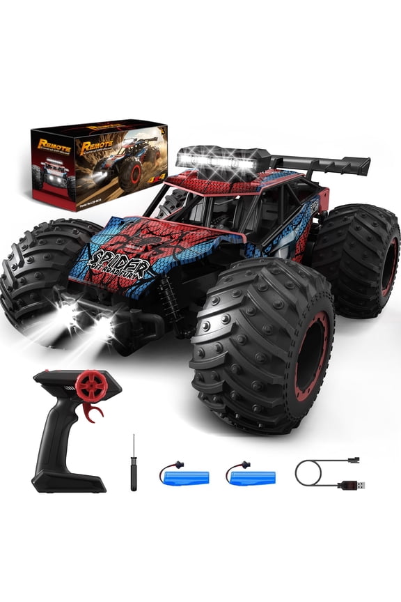 Teonock RC Truck Remote Control Car for Kids, 1:20 Scale off Road 2WD RC Cars with LED Lights, 50 Min Run Time, 2.4GHz All Terrain Toy Vehicle Gifts