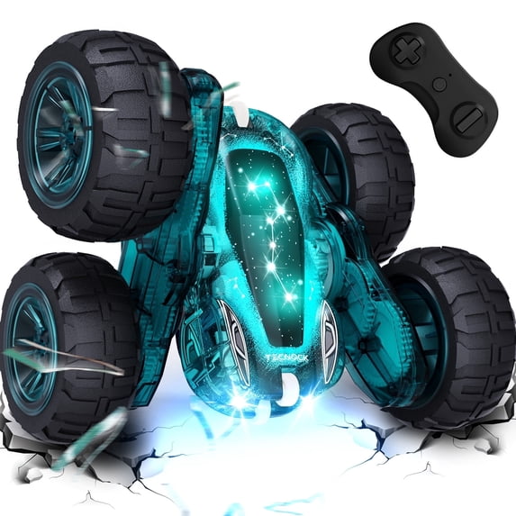 Tecnock Remote Control Car, 2.4GHz RC Cars with USB-C Easy Charging, 4WD Double Sided 360° Rotates and Flips RC Stunt Car, Toys Gift for Boys and Girls Ages 6-8, 8-12