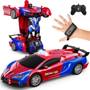 Tecnock Remote Control Car with LED Lights, Gesture Sensing Transform RC Cars for Kids, One Button Transformation Robot Toy Gift for Boys, Girls