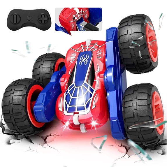 Tecnock Spider Remote Control Car, 2.4GHz RC Cars for Kids, USB-C Easy Charging, 4WD Double Sided 360° Rotates & Flips RC Stunt Car Toys Gift
