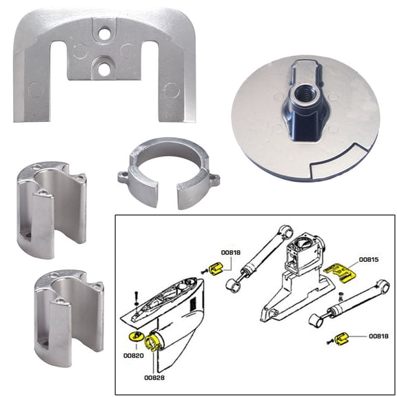 Tecnoseal Anode Kit w/Hardware - Mercury Bravo 1 - Magnesium | Bundle of 2