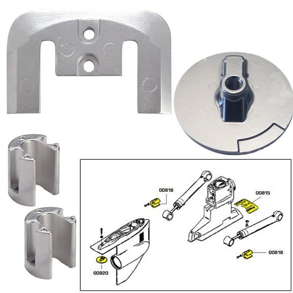 Tecnoseal Anode Kit Merc Bravo 2 3 W/ Hardware Aluminum Poly