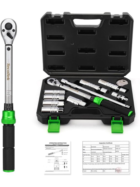11Pcs 3/8" Drive Spark Plug Socket Set with Click Torque Wrench, Spark Plug Gapper, Universal Joint, Extension Bar, 9/16", 5/8", 3/4", 13/16", 14, 16 and 18mm, CR-V Sockets with Rubber Rings