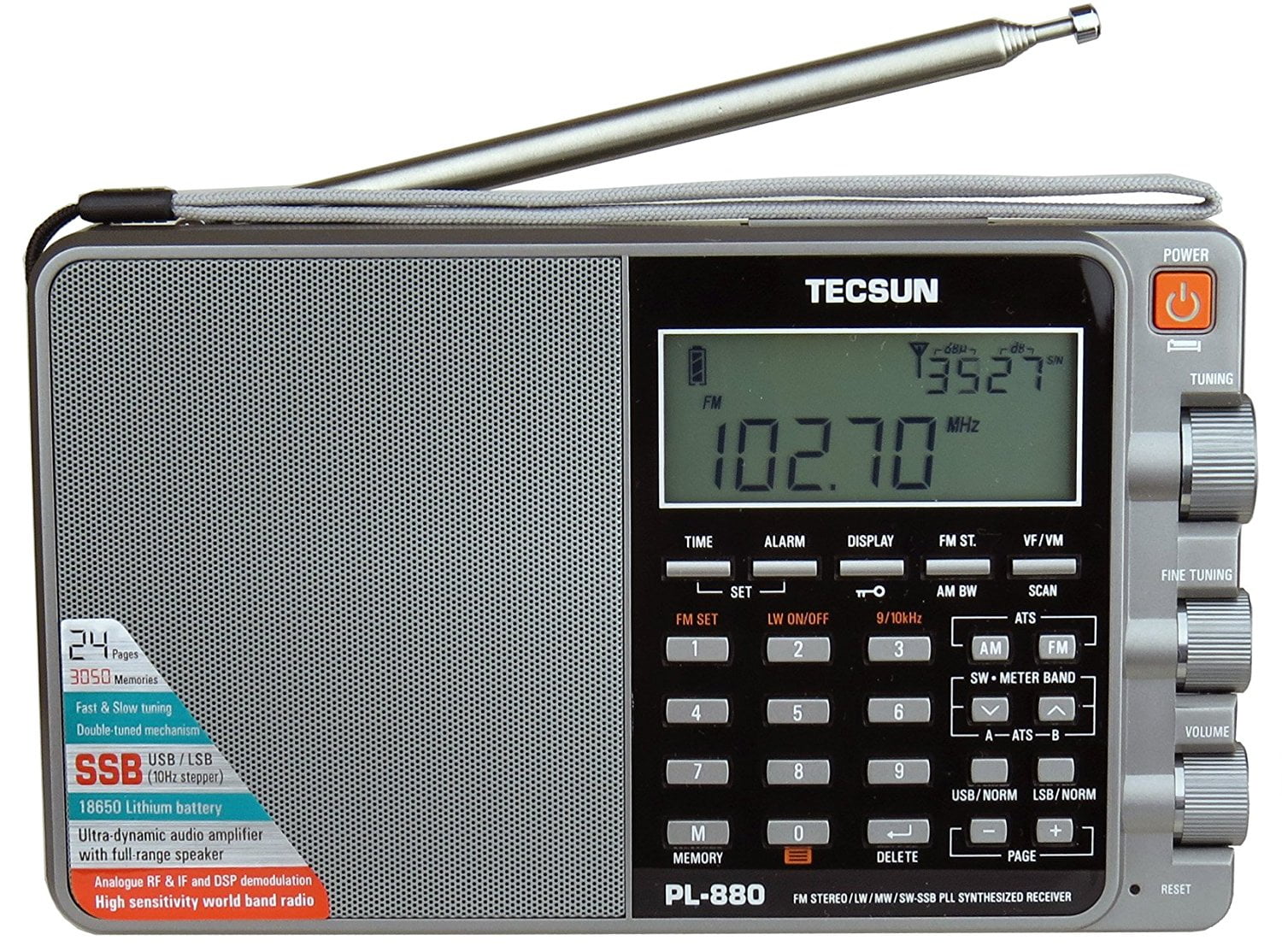 Tecsun Portable AM/FM Radios, Silver, PL880SLV