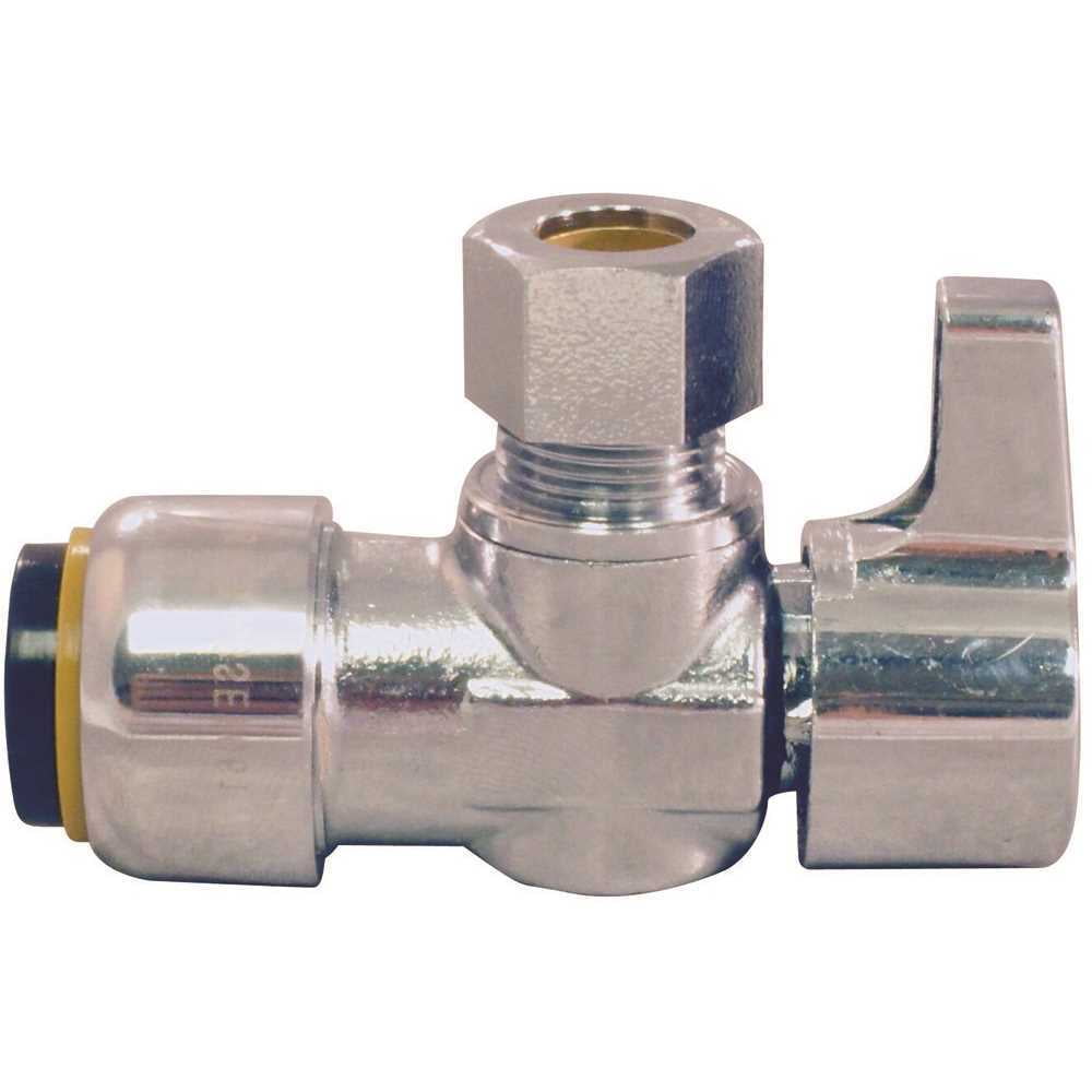 Chrome-Plated Brass Push-to-Connect Angle Stop Valve for Plumbing Fixtures