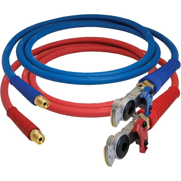 Tectran 13S12401 Color-Coded Straight Air Line Hose Assembly w/FLEXGrip-HD | Installed Aluminum Gladhands | Red & Blue Set | 12' Length