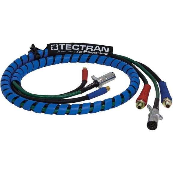 Tectran 168127 ABS ARTICFLEX 3-in-1 AirPower Line Brake Assembly Set | Flexible Grips | Tractor-Trailer Hook-Up Lines | 1/2" NPT Fittings | Quick Installation (12' Length)