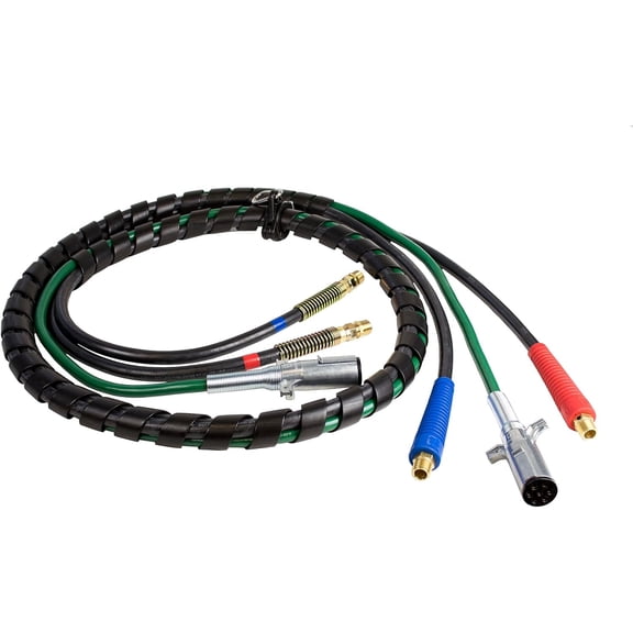 Tectran 1691357S 3-in-1 Industry Grade AirPower Line Set | Flexible Grips | Tractor-Trailer Hook-Up Line | 1/2" NPT Fittings | 13.5' Length