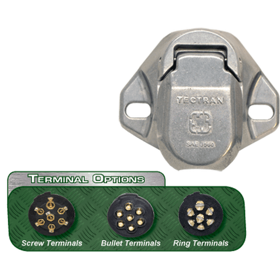 Tectran 670-75 7 Way SAE Socket & Component, Socket Assembly Bullet Terminals Split Pin