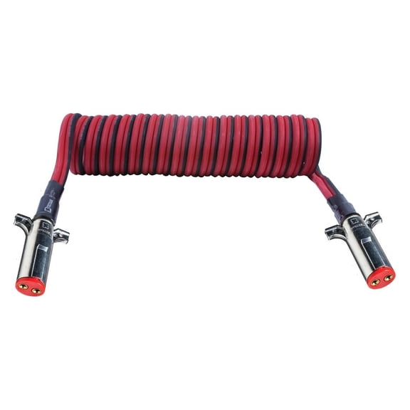 Tectran 7DTB522MW Heavy Duty Dual Tailgate Battery Charging or Tarping System Powercoil DTB Series | Two Dual Pole Buffalo Plugs | (15' Length x 12" Tractor Lead)