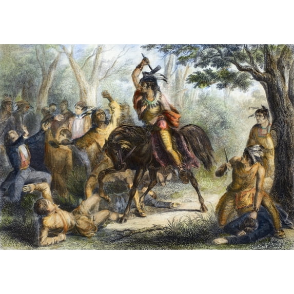Tecumseh (1768-1813). Nnative American Shawnee Chief. Tecumseh Saving The American Prisoners Taken During The Siege Of