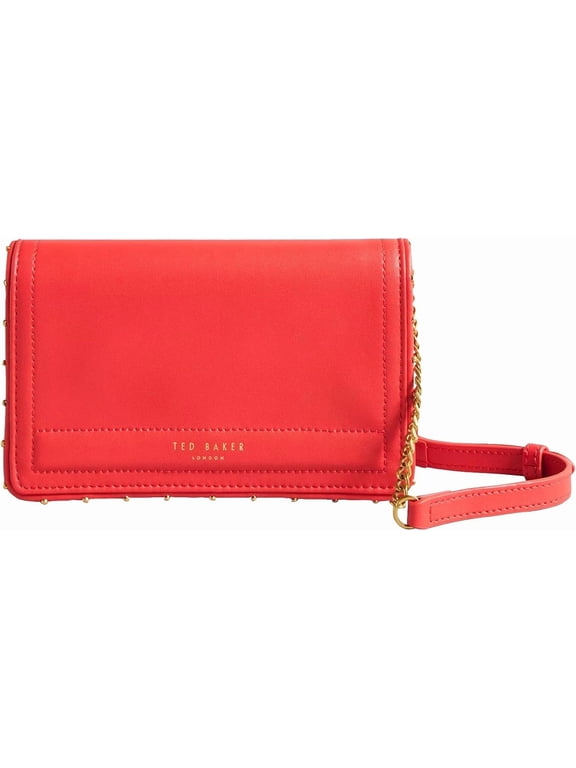 London KAHNISA-Studded Edge Leather Purse, Coral