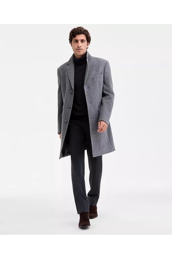 Ted by Men's Classic-Fit Twill Wool-Blend Overcoat Coat 48 R Grey