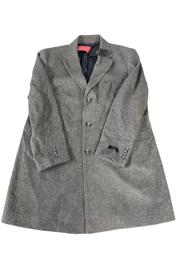 Mens Classic-Fit Twill Wool Overcoat Coat 48R Grey