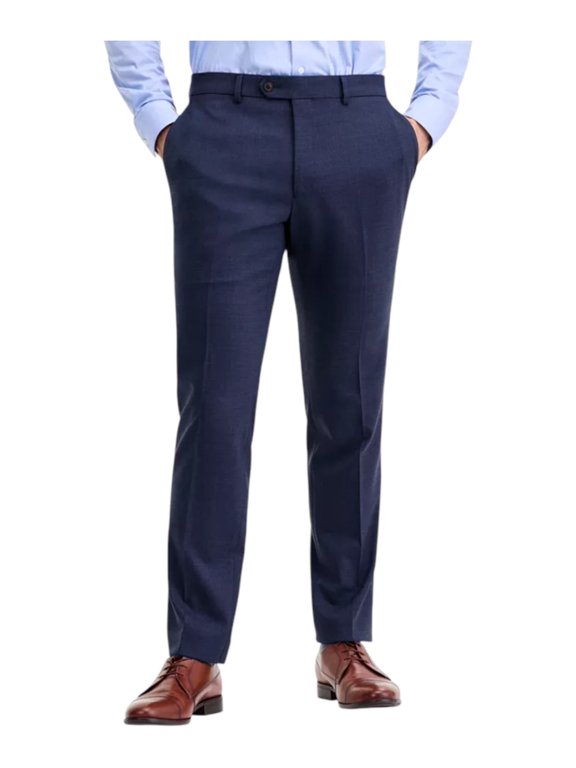 Mens Modern fit Dress Pants 38 / 32 Navy Blue Solid Stretch Wool