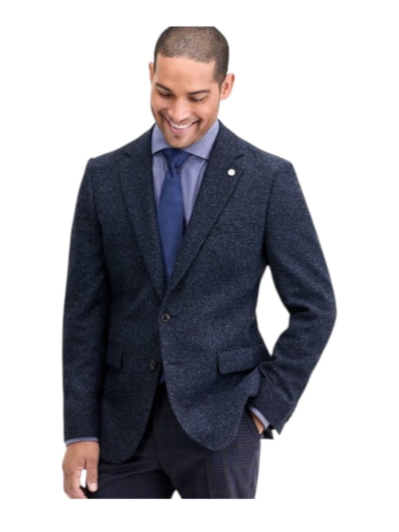 Mens Modern fit Knit Suit Jacket Blazer 44 L Navy Blue Solid