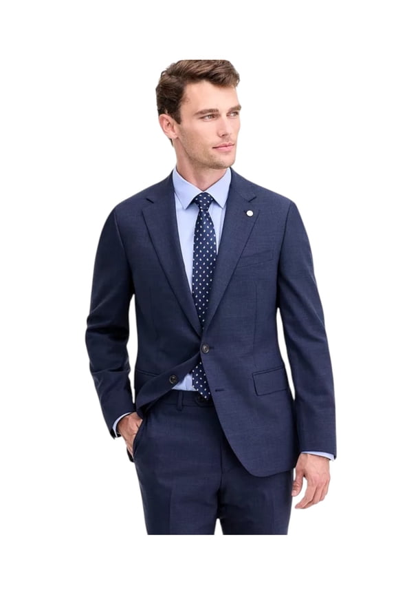 Mens Modern fit Sport Coat Blazer 42 R Navy Blue Solid Stretch