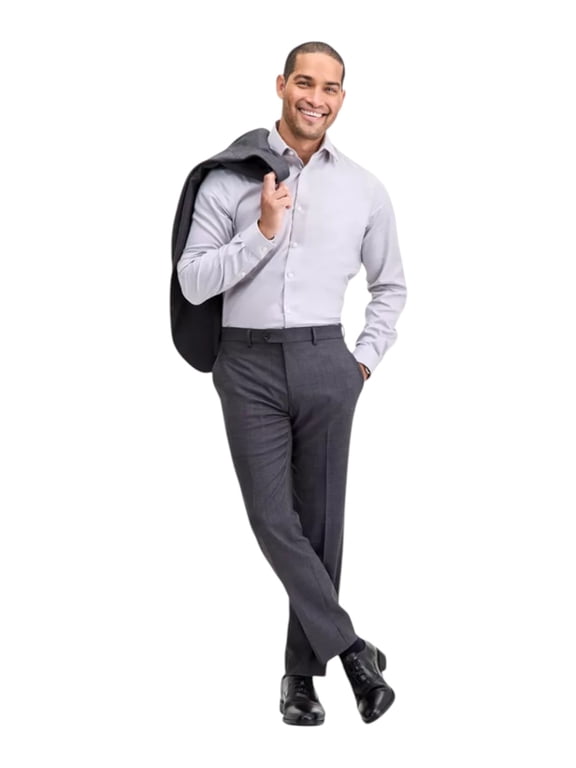 Mens Modern fit Wool Dress Pants 30 / 30 Gray Birdseye