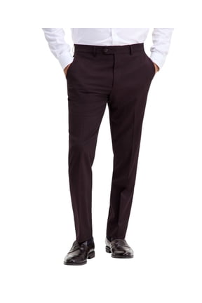 Mens Modern fit Wool Dress Pants 30 / 32 Burgundy Red Solid