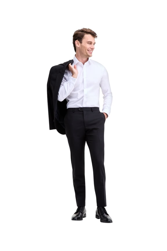 Mens Modern fit Wool Dress Pants 31 / 32 Black Solid