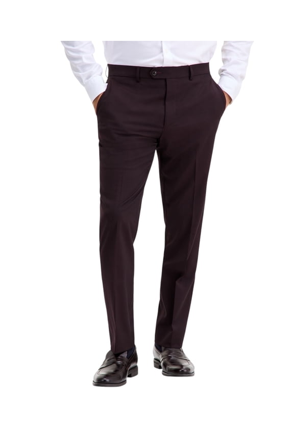 Mens Modern fit Wool Dress Pants 32 / 34 Burgundy Red Solid