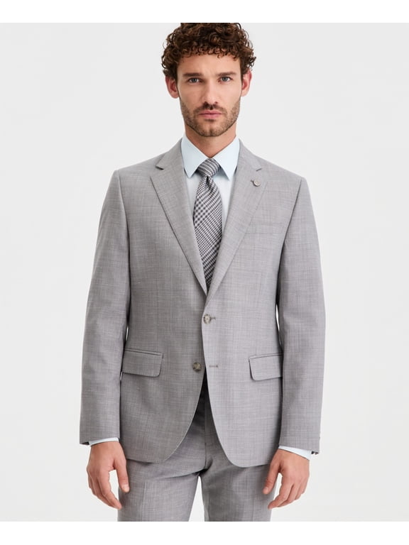 Mens Modern fit Wool Linen Suit Jacket Blazer 40 S Light Gray