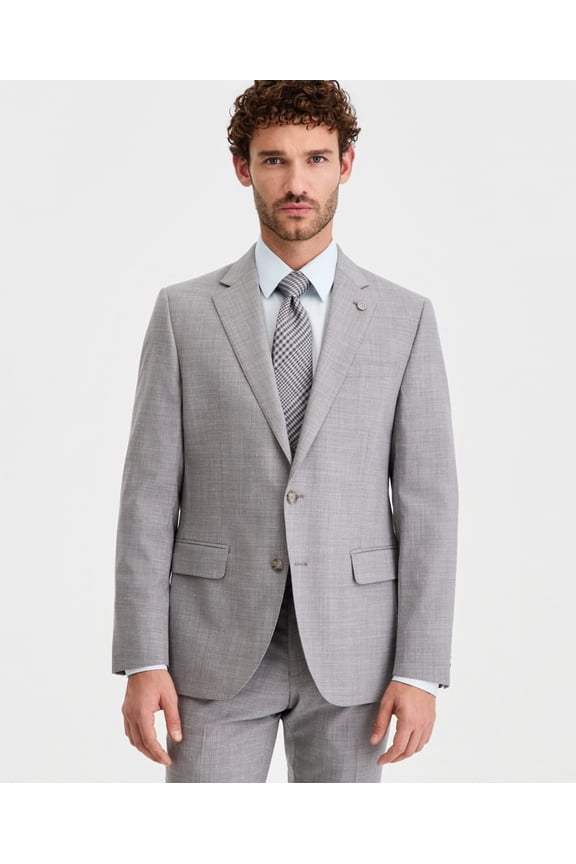 Mens Modern fit Wool Linen Suit Jacket Blazer 42 S Light Gray Solid