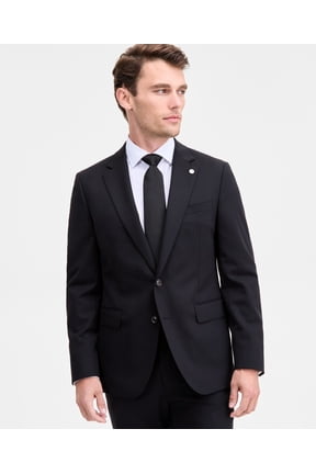 Mens Modern fit Wool Suit Jacket Blazer 40 L Black Solid