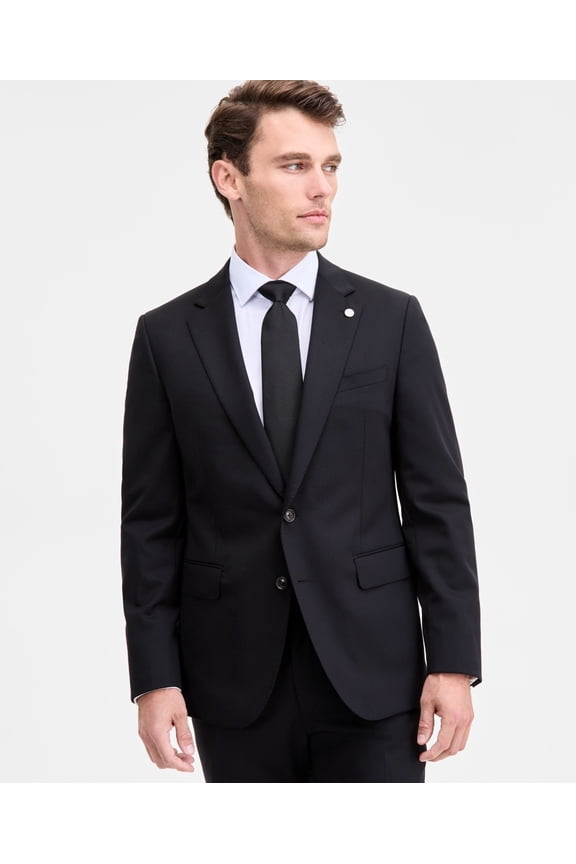 Mens Modern fit Wool Suit Jacket Blazer 40 L Black Solid