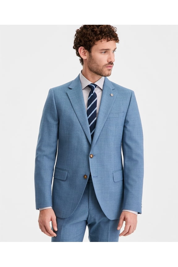 Mens Modern fit Wool Suit Jacket Blazer 40 S Light Blue Solid