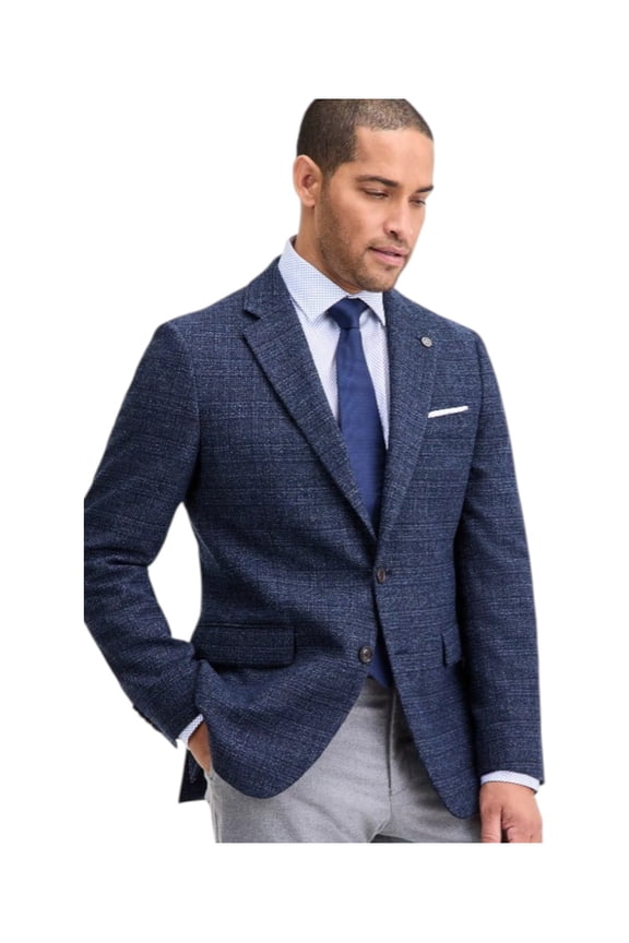 Mens Modern fit Wool Suit Jacket Blazer 48 L Blue Solid