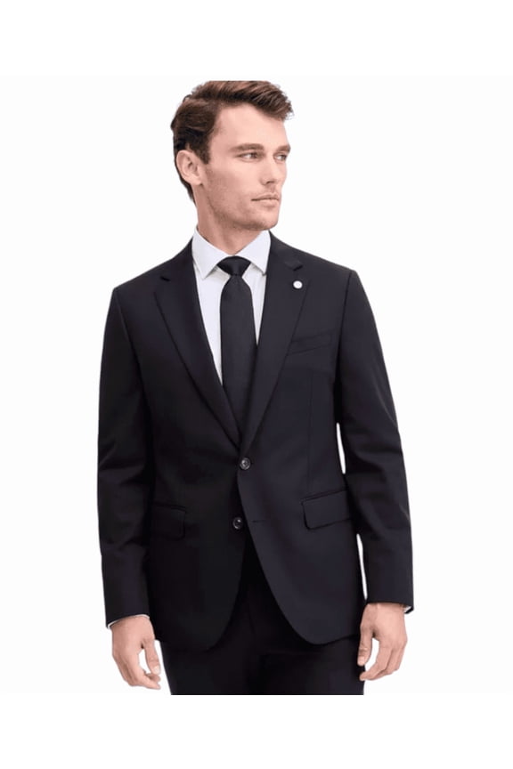 Mens Modern fit Wool Suit Jacket Blazer 48 R Black Solid