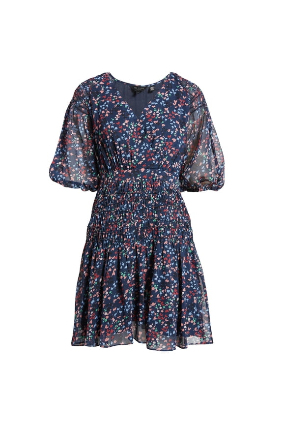 Women's Casidee Heart Print Puff Sleeve Chiffon Mini Dress, 4