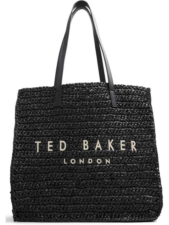 Women's Skye Raffia Tote Handbag, Other Black