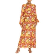 Ted Baker Womens Printed Maxi Dress, 2, Orange, Viscose