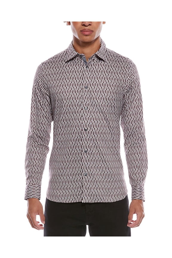 mens Frestin Stripe Geo Shirt, 3, Red