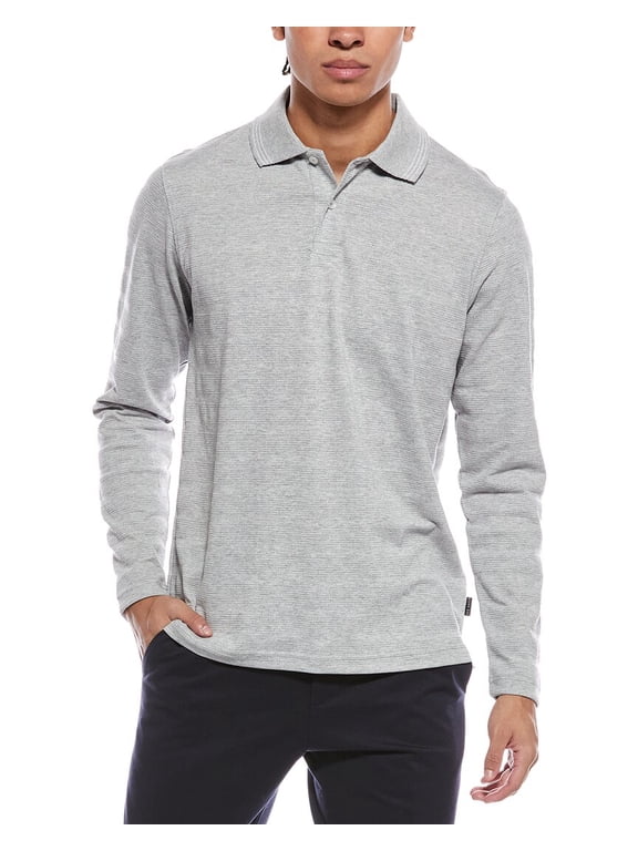 mens gray Popcorn Stripe Polo Shirt, s, Gray